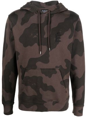 Etudes Klein Camo logo-patch hoodie - Brown