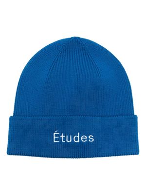 Etudes logo-embroidered wool beanie - Blue