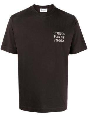 Etudes logo-embroidery organic cotton T-shirt - Brown