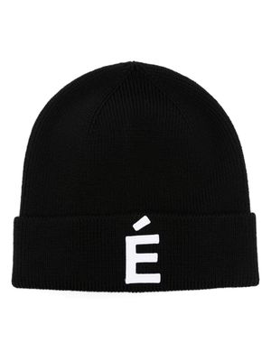 Etudes logo-patch wool beanie - Black