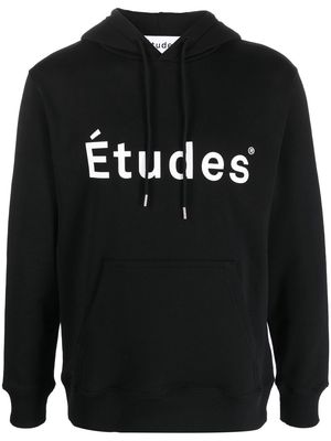 Etudes logo-print detail hoodie - Black