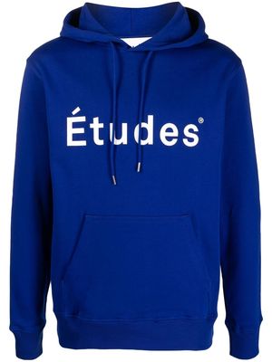 Etudes logo-print organic cotton hoodie - Blue