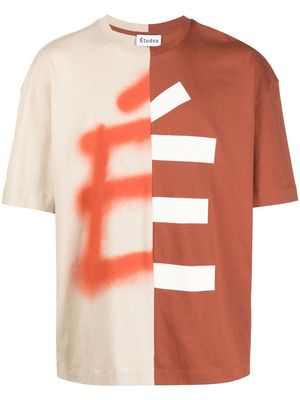 Etudes logo-print two-tone T-shirt - Neutrals