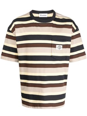 Etudes organic cotton striped T-shirt - Brown