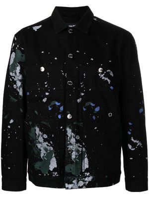 Etudes painterly-print buttoned jacket - Black