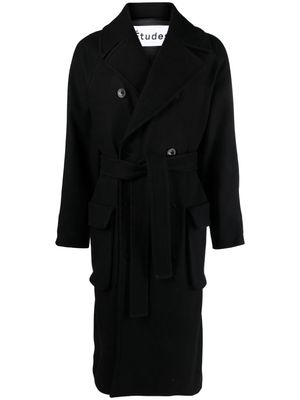 Etudes Palais double-breasted wool blend coat - Black