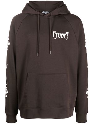Etudes Racing Paris logo-print hoodie - Brown