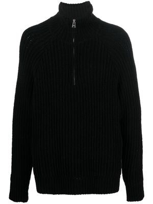 Etudes ribbed-knit half-zip jumper - Black