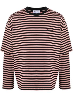 Etudes stripe-patterned double-sleeve T-shirt - Black