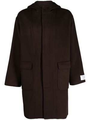 Etudes Temple logo-patch hooded coat - Brown