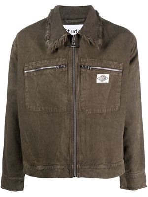 Etudes unfinished-effect zip-up jacket - Brown