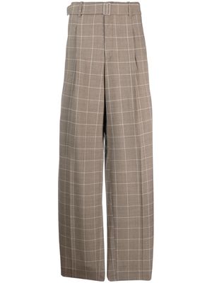 Etudes windowpane-print wide-leg trousers - Brown