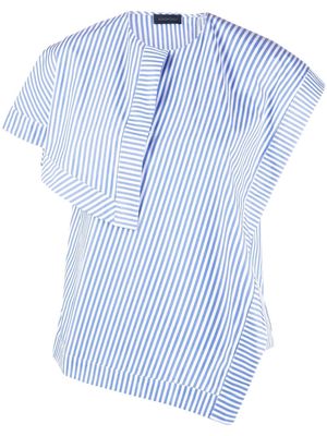 Eudon Choi stripe-print asymmetric blouse - Blue