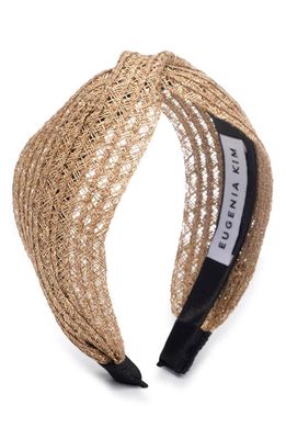 Eugenia Kim Rosanna Metallic Woven Headband in Camel/Gold
