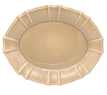 Euro Ceramica Chloe Scallop Oval Platter in Tau pe