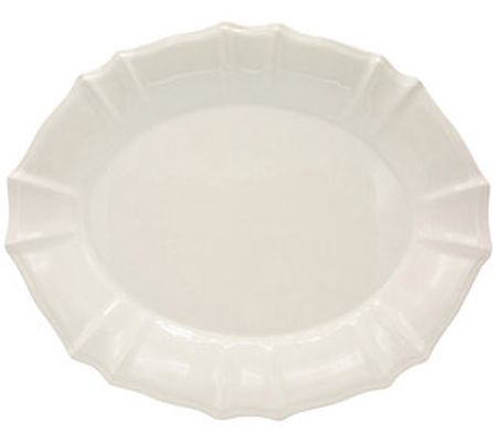 Euro Ceramica Chloe Scallop Oval Platter in Whi te