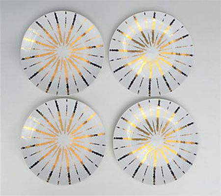 Euro Ceramica Luminaire 4-Piece Salad Accent Plate Set