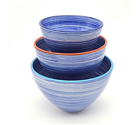 Euro Ceramica Raia 3-Piece Assorted Stacking Bowl Set