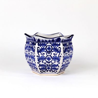 Euro Ceramica Spring Blossom Planter Set in Blue And White 3