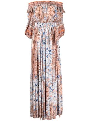 Evarae floral-print colette maxi dress - Brown