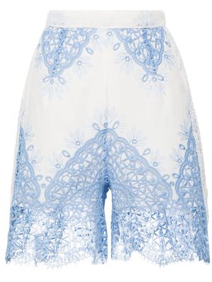 Evarae Layla lace-embroidered shorts - White