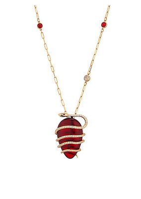 Eve 14K Rose Gold & Multi-Gemstone Serpent Pendant Necklace