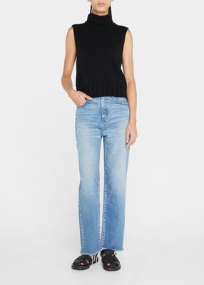Evelyn Straight Cropped Raw Hem Jeans