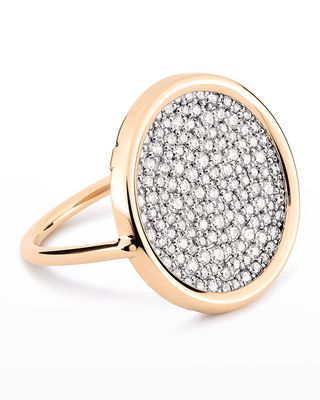 Ever 18k Rose Gold White Diamond Disc Ring, Size 6