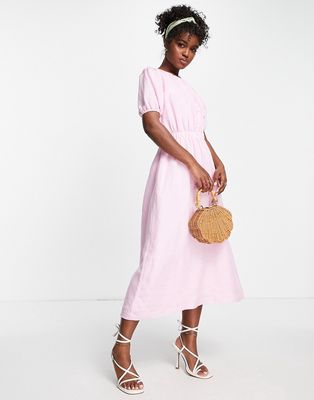 Ever New backless cotton smock dress in baby pink