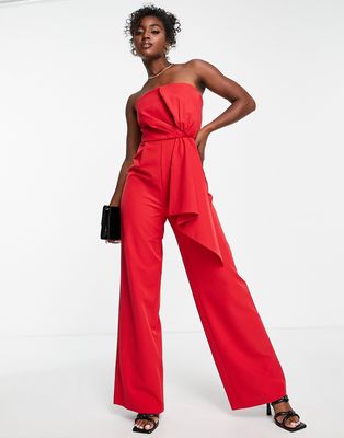 Ever New bandeau bow drape jumpsuit in red