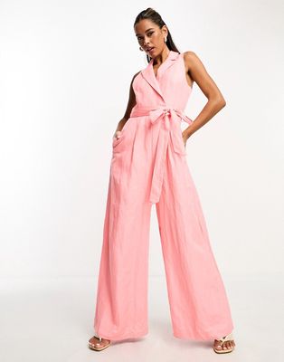 Ever New blazer jumpsuit in baby pink