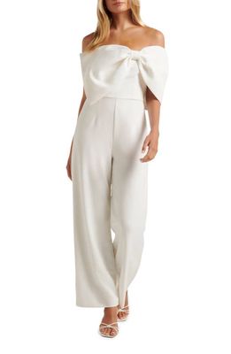 Ever New Bow Strapless Wide Leg Jumpsuit in Ivory