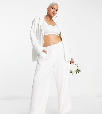 Ever New Curve Bridal oversized suit pants in ivory - part of a set-White