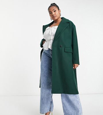 Ever New Curve formal cocoon coat in emerald green