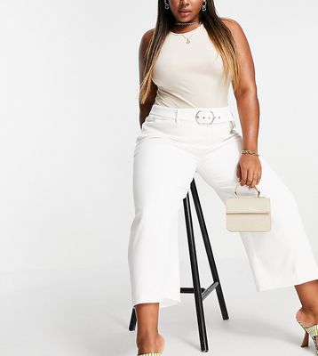 Ever New Curve tailored wide leg pants in ecru-White