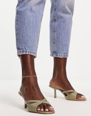 Ever New cut out croc heeled mule in sage green