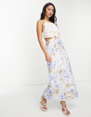 Ever New cut out waist maxi dress In contrast floral-Multi