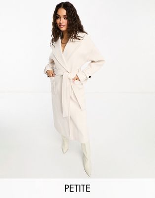 Ever New formal wrap coat with tie belt in cream-White