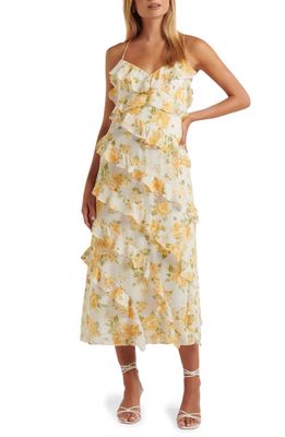 Ever New Liv Ruffle Chiffon Dress in Yellow Highbury Floral