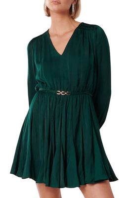Ever New Martina Godet Long Sleeve Minidress in Deep Emerald