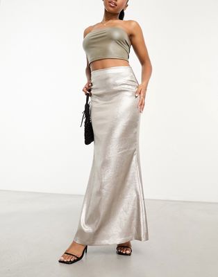 Ever New metallic maxi skirt in silver