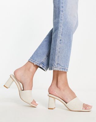 Ever New natural block heeled mule in linen-Neutral