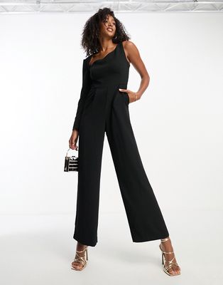 Ever New one sleeve cut-out jumpsuit in black