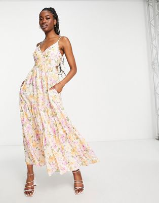 Ever New open back maxi dress in bright floral-Multi