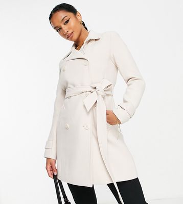 Ever New Petite belted mid-weight trench coat in mink-Pink