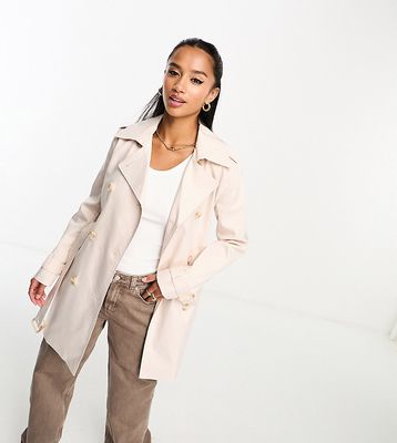 Ever New Petite belted trench coat in stone-Neutral