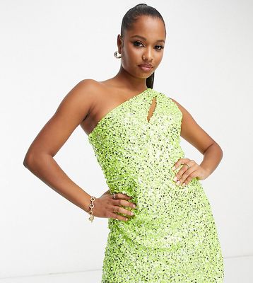 Ever New Petite cut-out drape sequin mini dress in lime-Green