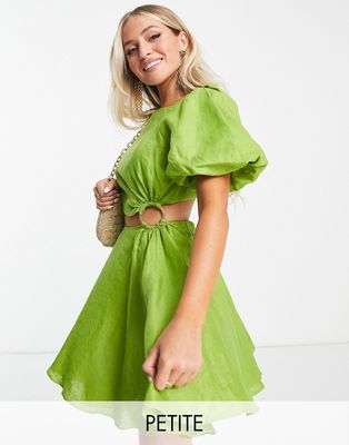 Ever New Petite cut out mini dress in olive green
