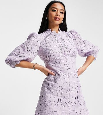 Ever New Petite lace empire waist mini dress in lilac-Purple