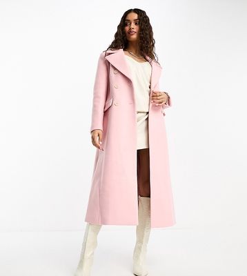 Ever New Petite oversized open maxi coat in powder pink